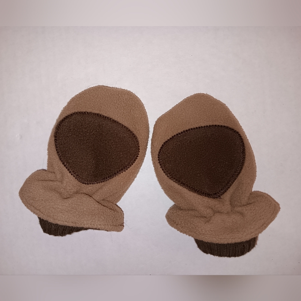 Baby Fleece Mittens For Toddler Babies Tan Brown Elastic Soft